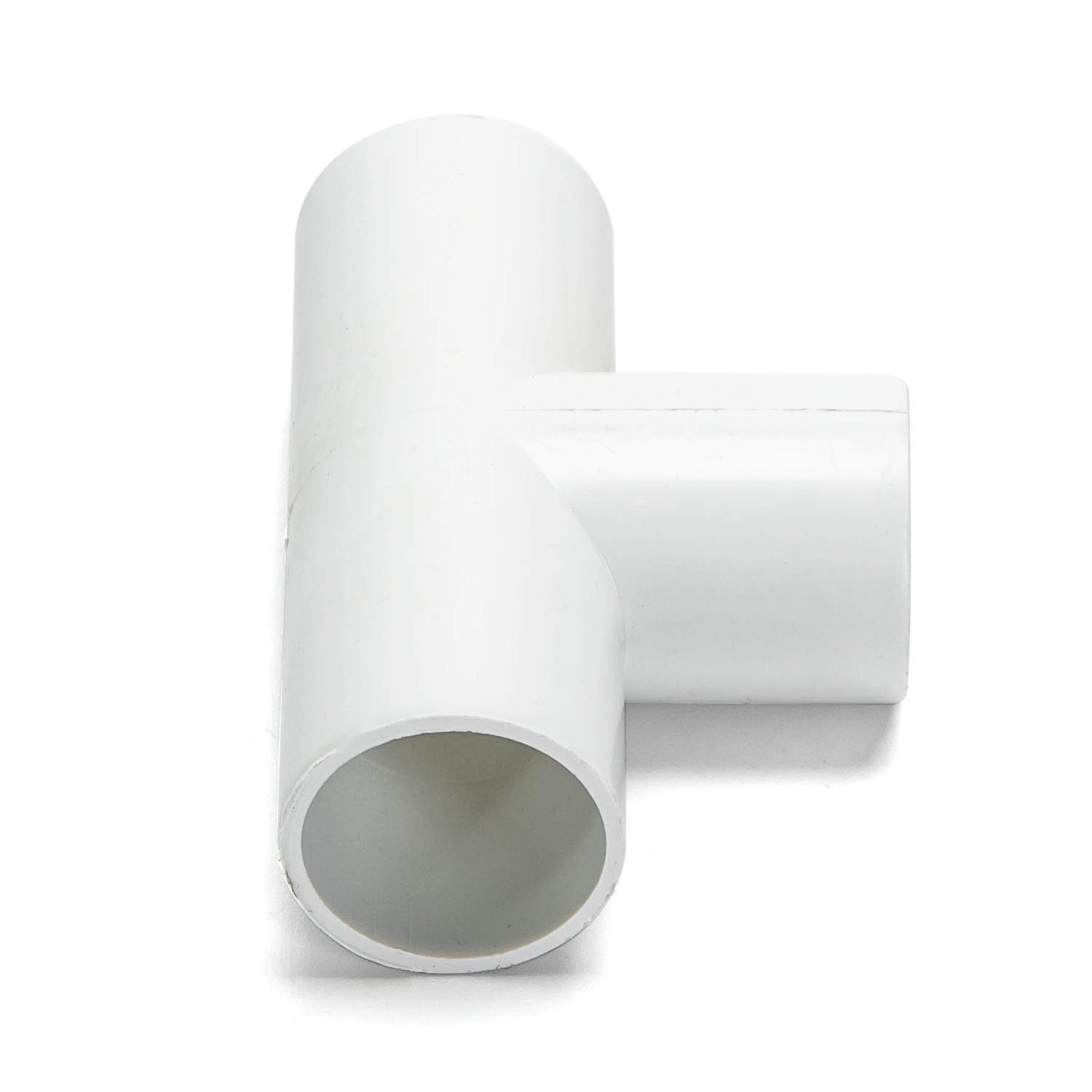 PVC Round Wire Duct Tee Bend White 25mm 4PCS