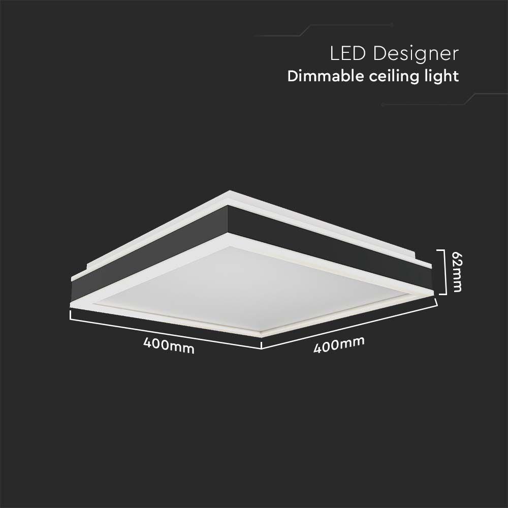 38W Lampa dekoracyjna LED 4000K, Kolor: Czarny, Kształt: Kwadratowy , VTAC, SKU 6914