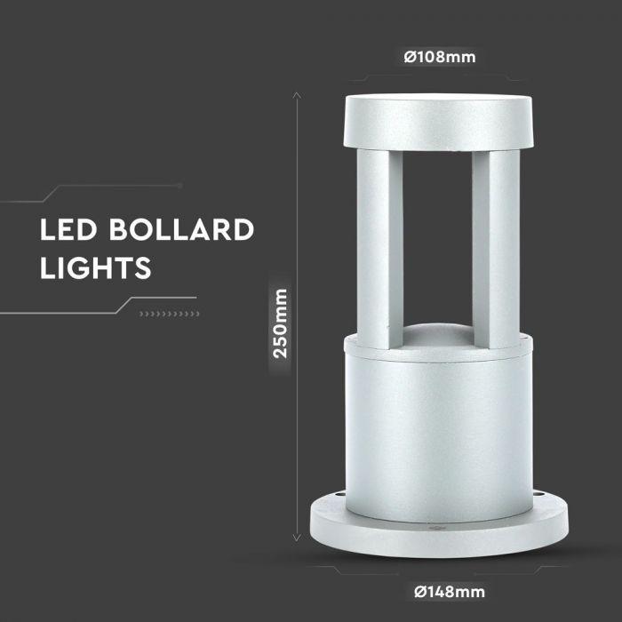 VT-830 10W LED BOLLARD LIGHT 6400K GREY BODY 25CM HEIGHT