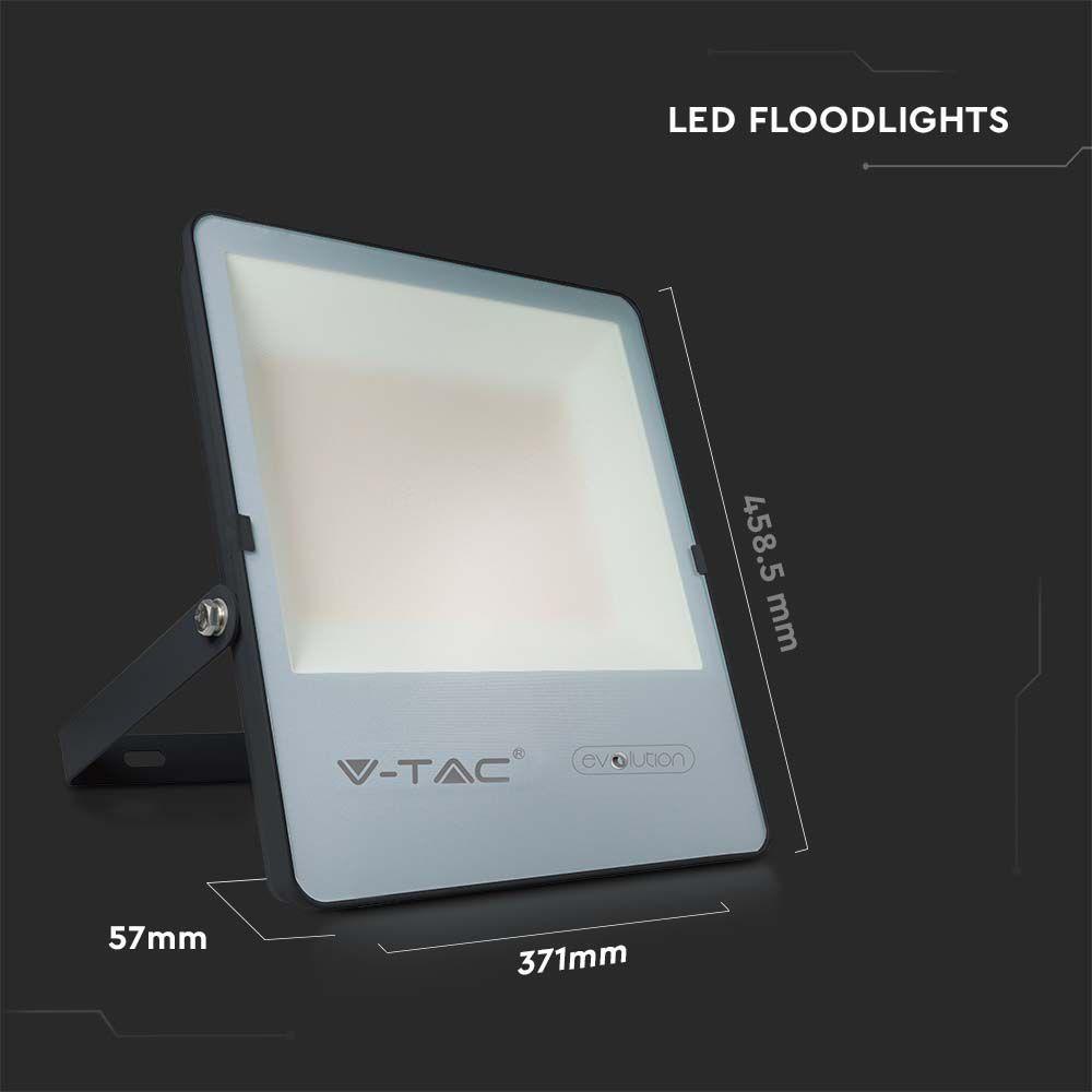 VT-200185 200W LED FLOODLIGHT 6400K BLACK BODY GREY GLASS 185LM/W