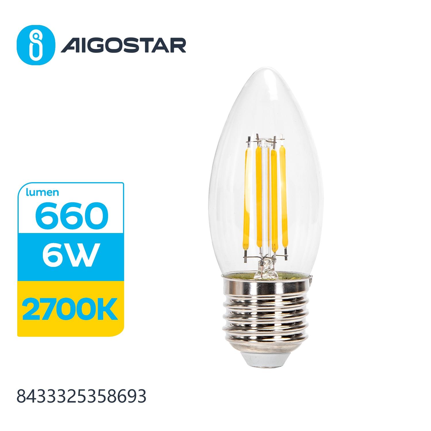 Żarówka LED Filament (Przezroczysta) C35 E27 6W