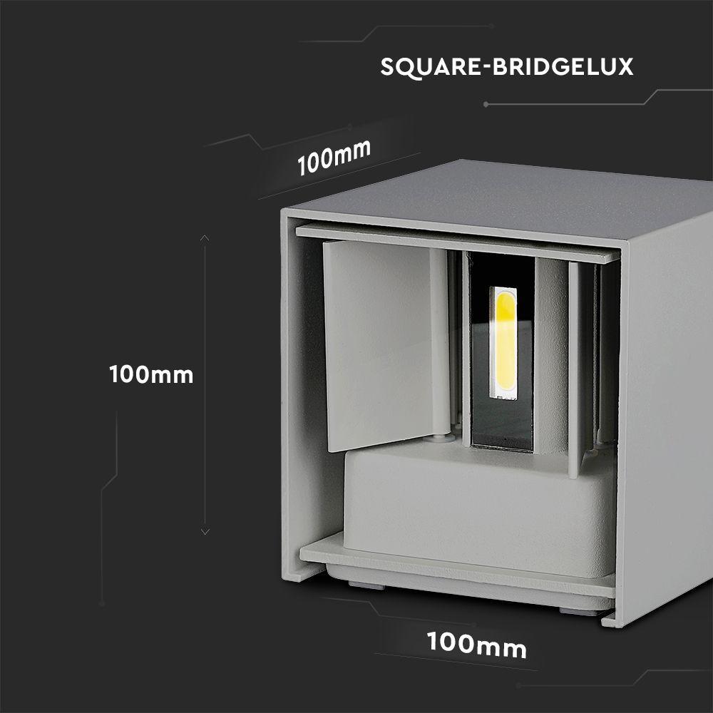 11W Kinkiet kwadratowy LED, CHIP BRIDGELUX, Barwa:4000K, Szary, VTAC, SKU 218532