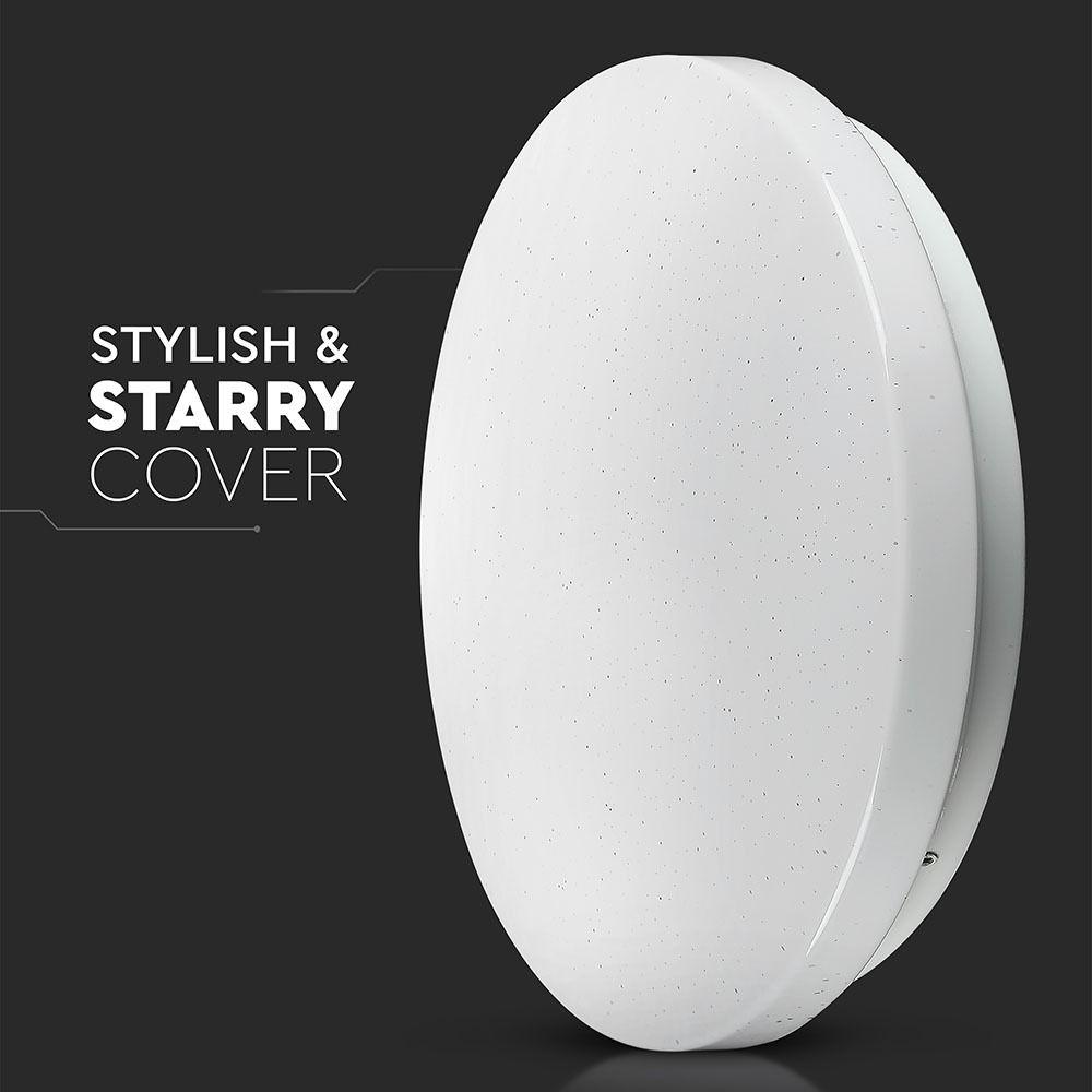 VT-8412 12W LED DOME LIGHT-230MM WITH STARRY COVER CCT:3IN1-ROUND