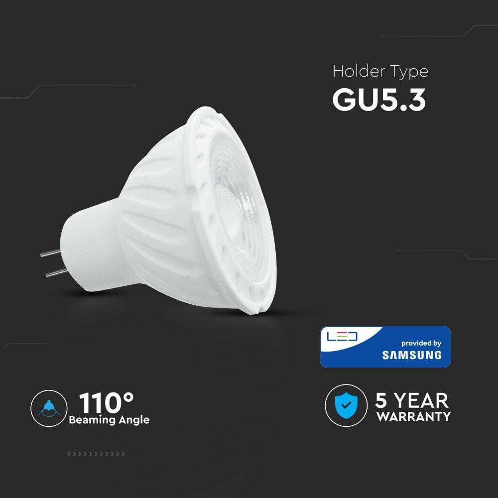 6.5W MR16 Żarówka LED, Chip SAMSUNG, Barwa:4000K, Kąt 110', Trzonek:G5,3, VTAC, SKU 205