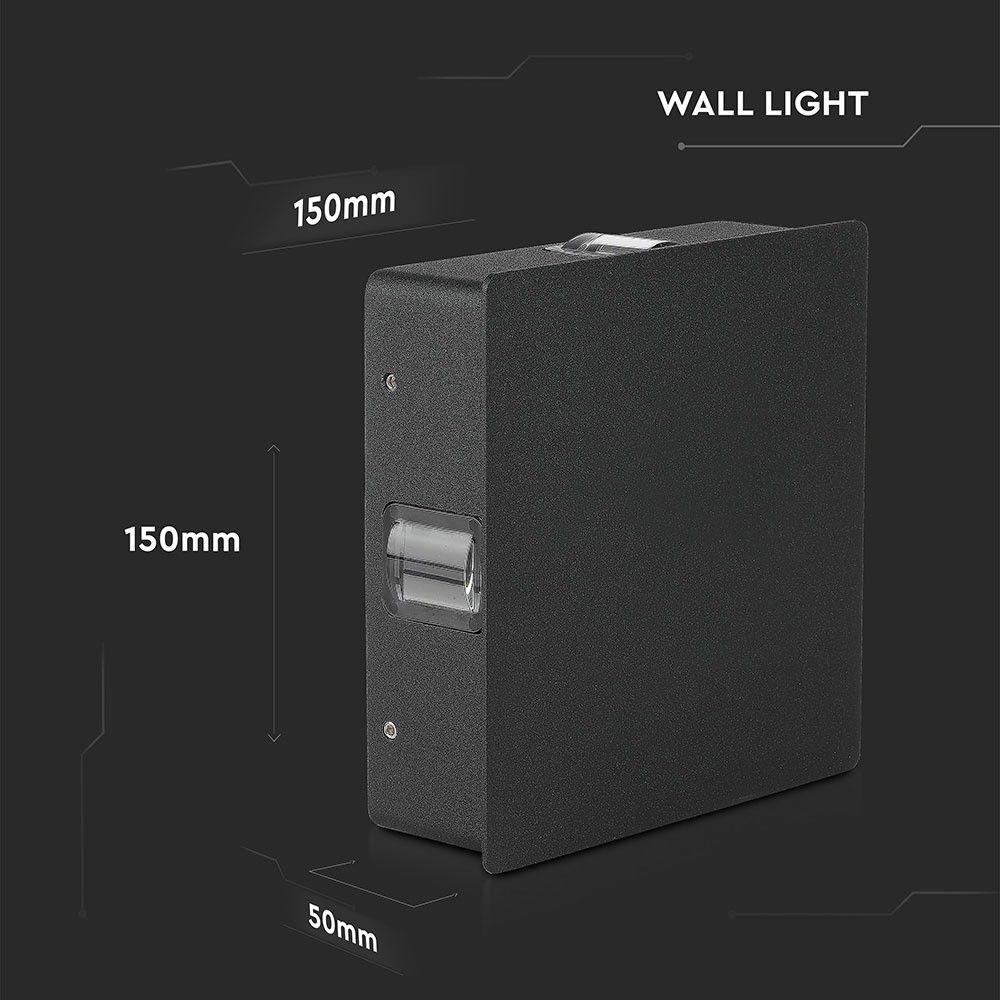 VT-704 4W LED WALL LIGHT 4000K IP65 BLACK BODY SQUARE