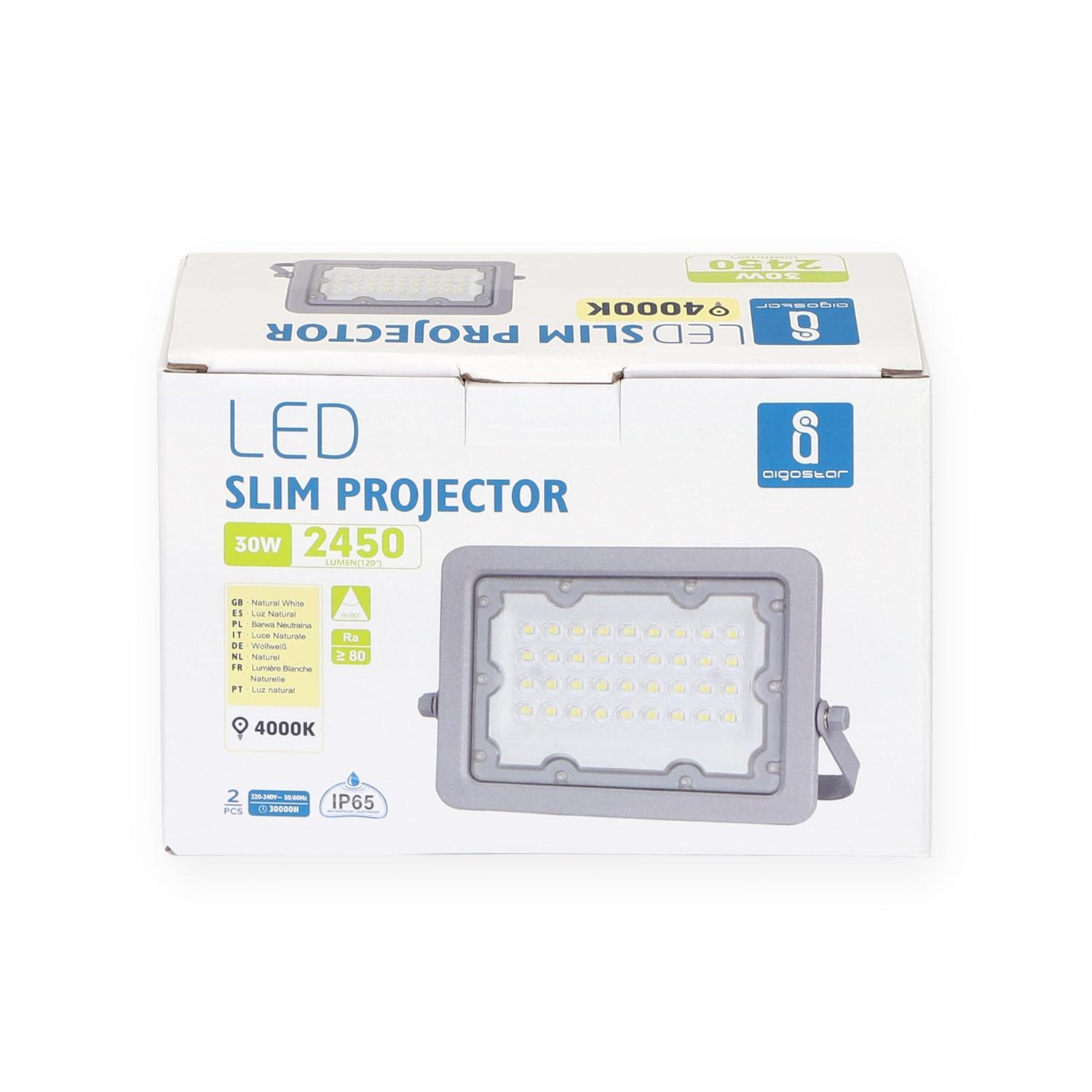 LED Slim Projectors (2pcs)  with a 50-cm-long Cable 30W