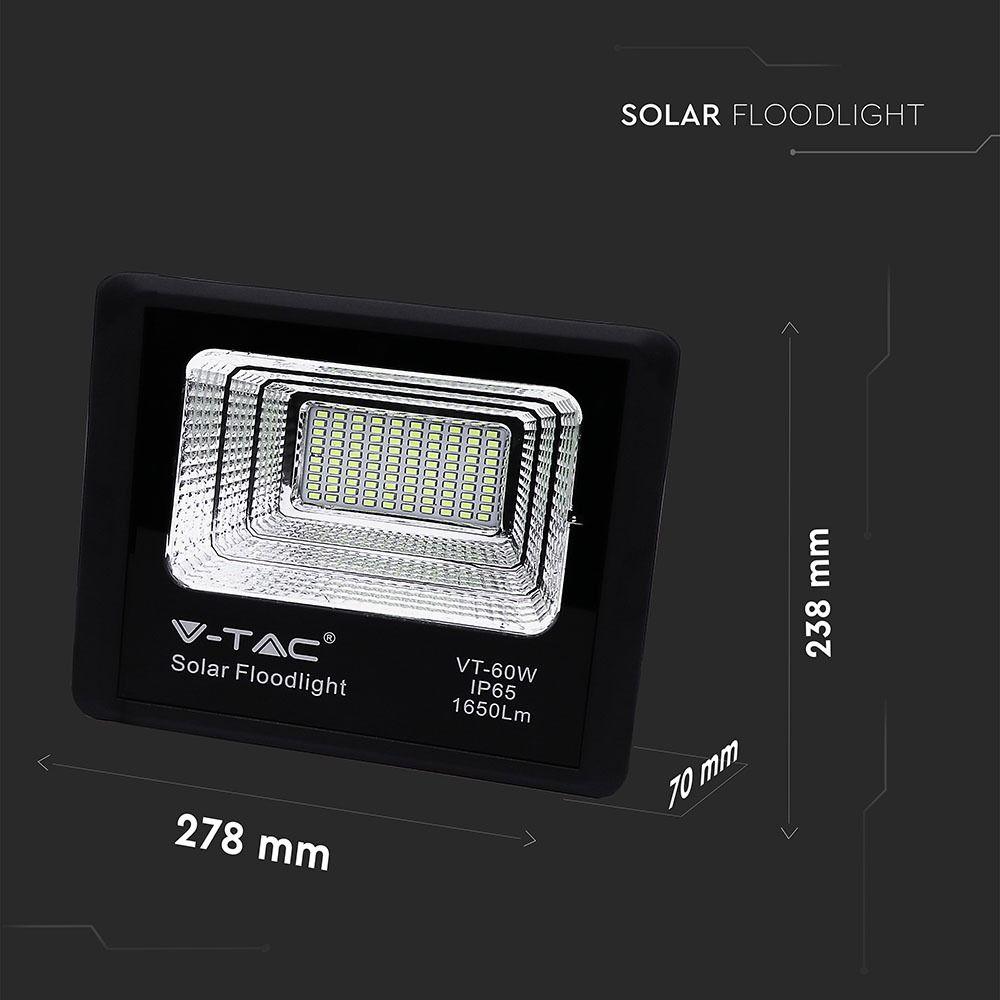 Naświetlacz solarny LED, Barwa:6000K, VTAC, SKU 94010