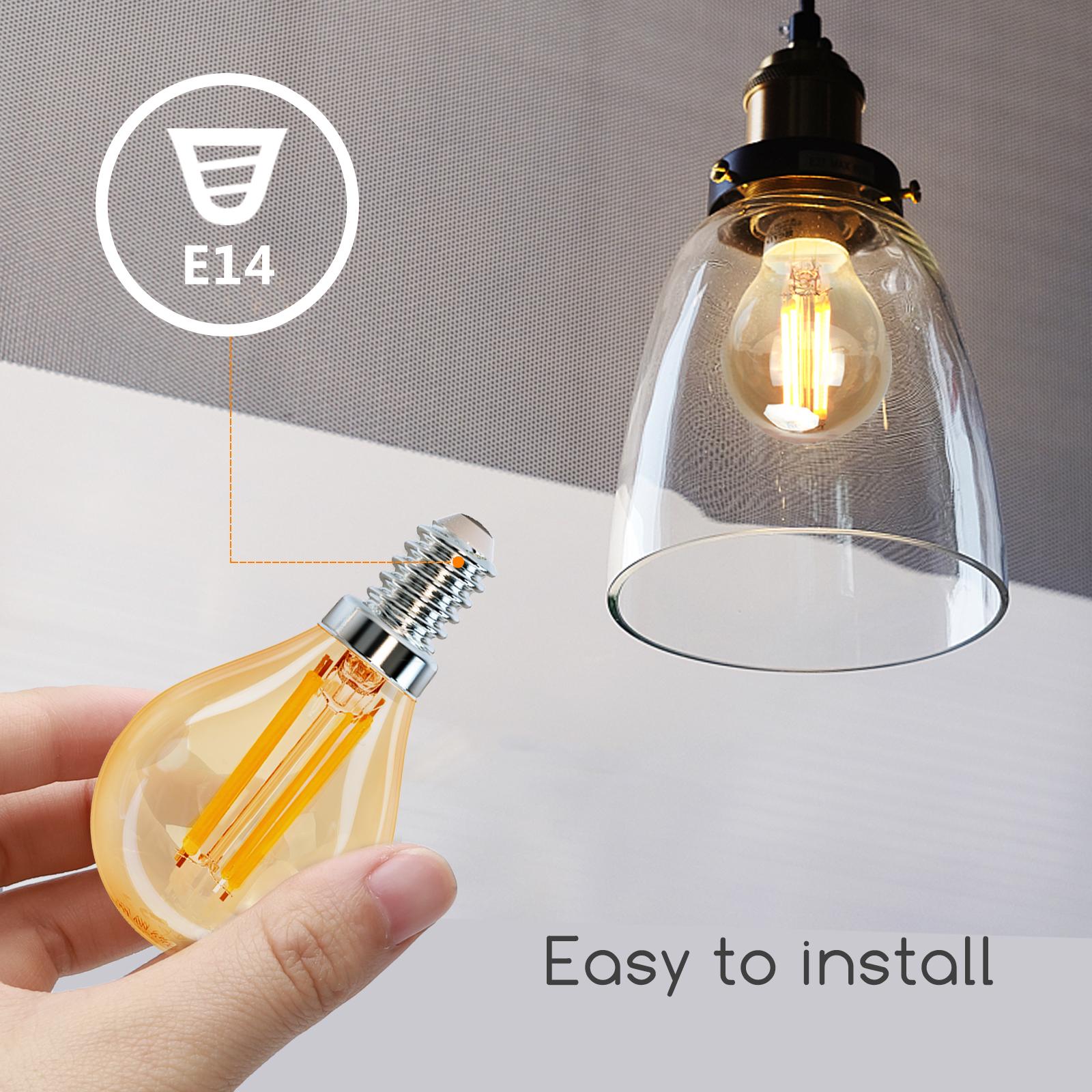 LED Filament Bulb (Amber) G45 E14 4W