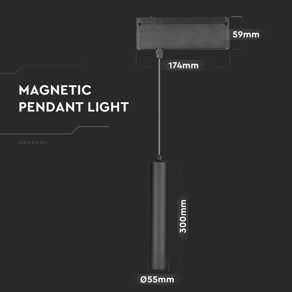 VT-4315 15W LED MAGNETIC LINEAR HANGING SUSPENSION LIGHT 4000K -BLACK IP20 24V