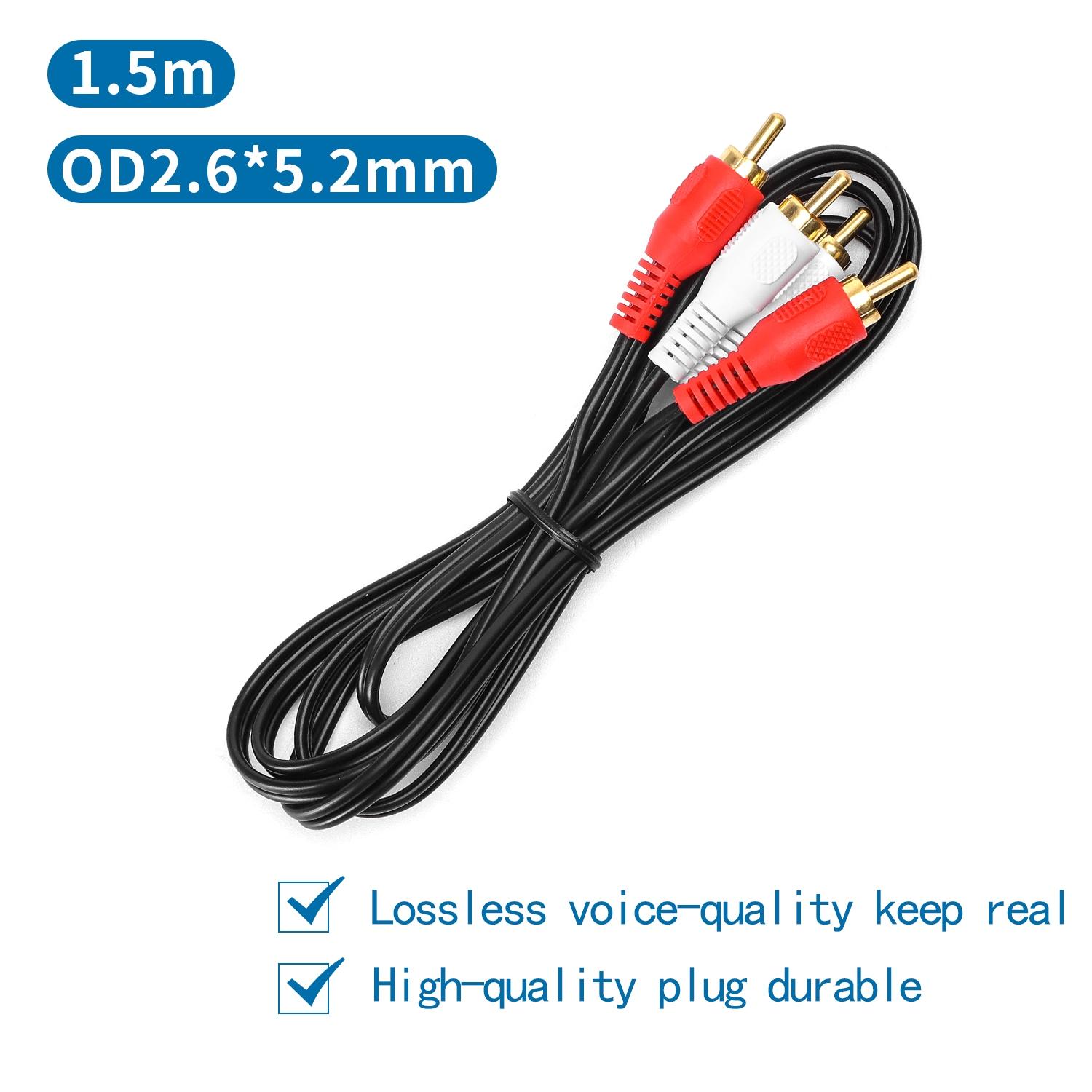 Audio Cable 2RCA Plugs to 2RCA Plugs 1.5m Black