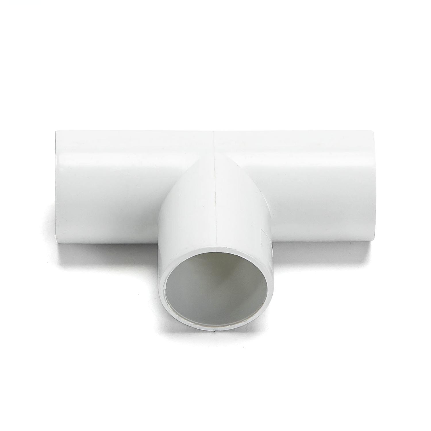 PVC Round Wire Duct Tee Bend White 25mm 4PCS