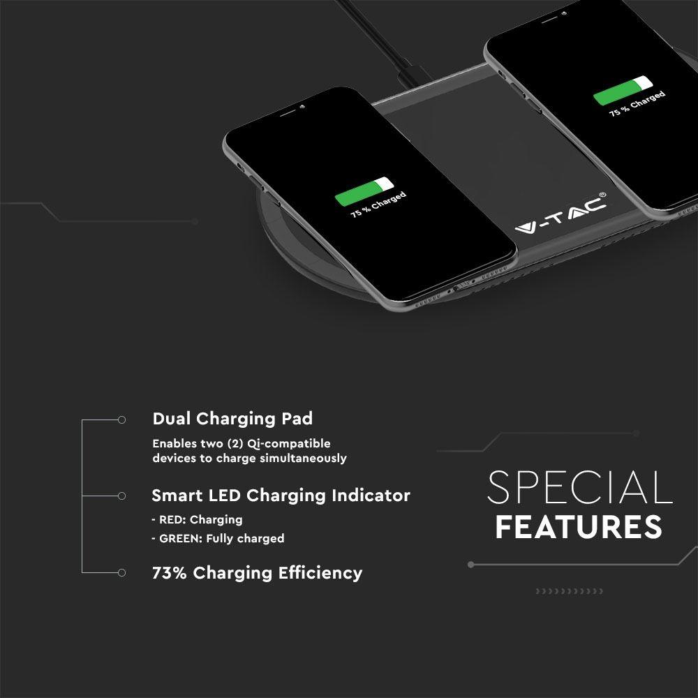 VT-1213 10W WIRELESS CHARGING PAD-BLACK+BLACK