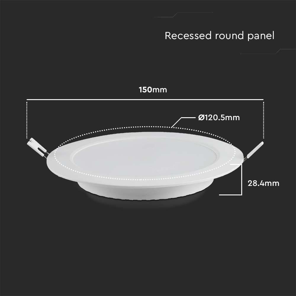 6W Panel LED Podtynkowy, Barwa:4000K, Okrągła, Biały, VTAC, SKU 7859