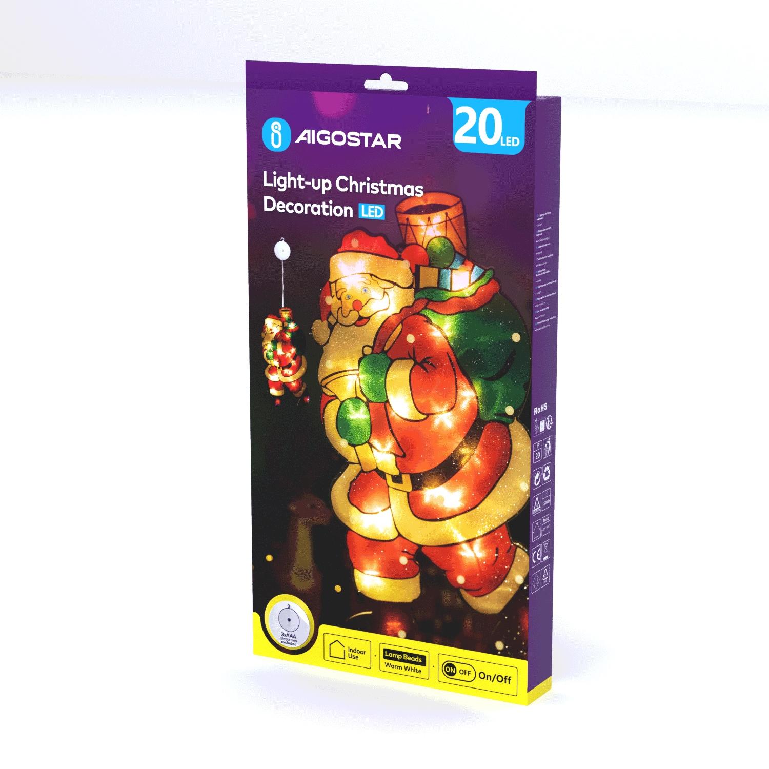 Battery powered pendant with suction cup Santa, large, warm white