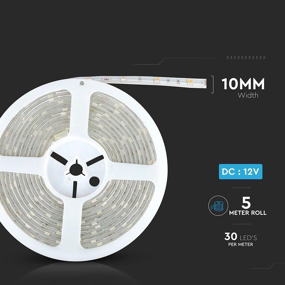 4.8W Taśma LED, Barwa:6000K, IP65, Rolka:5m, VTAC, SKU 2144