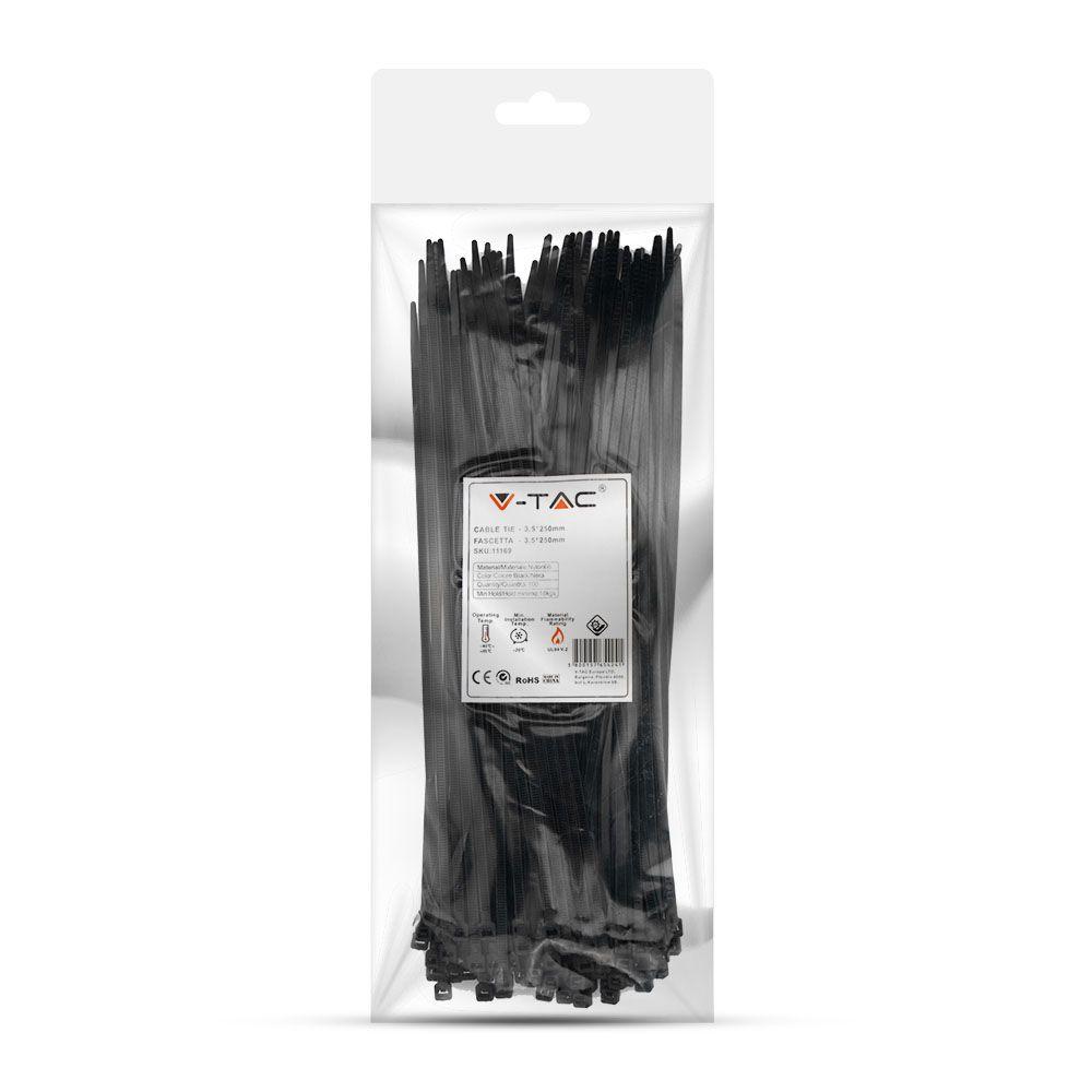 CABLE TIE 3.5*250mm BLACK (FLAMABILITY MATERIAL RATING - UL94-V2) 100PCS/PACK