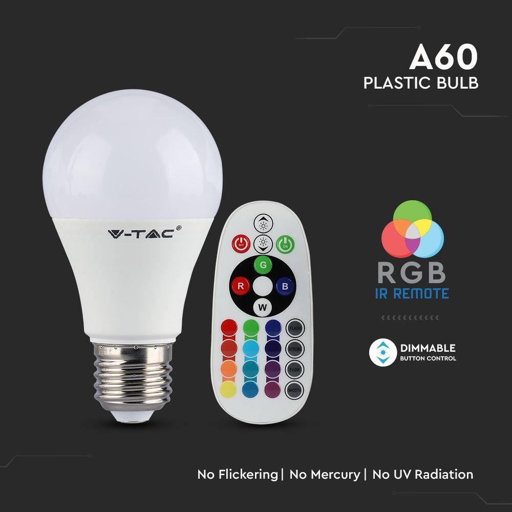 VT-2022 6W A60 RGB BULB (REMOTE CONTROL-DIMMABLE) 4000K E27