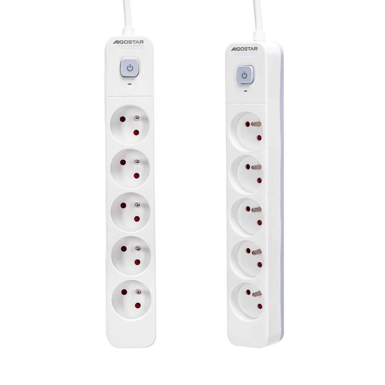 Power strips 5-way 5m H05VV-F 3G1.0m㎡ White and Gray