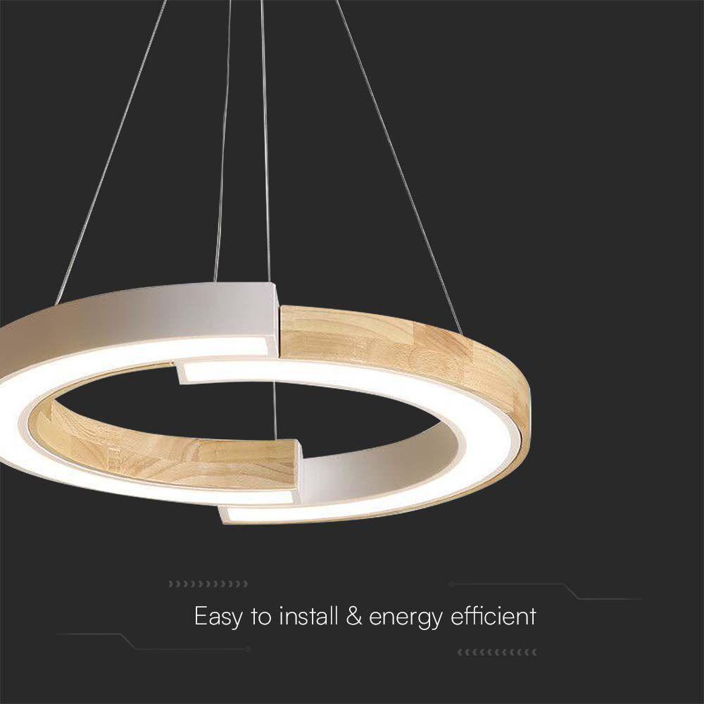 VT-7828 32W LED HANGING LAMP (43x100) 3000K WHITE BODY WITH WOOD