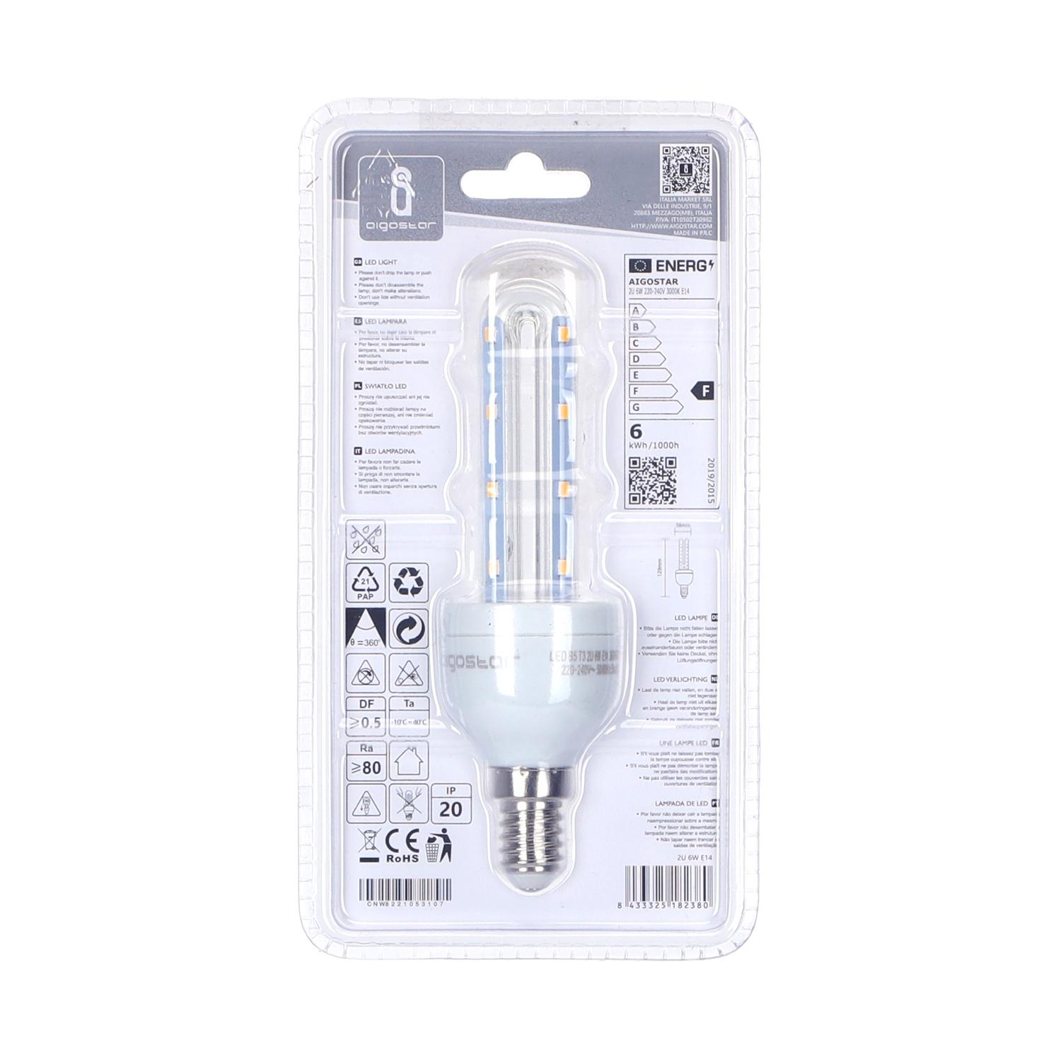 LED E14 6W U-tube