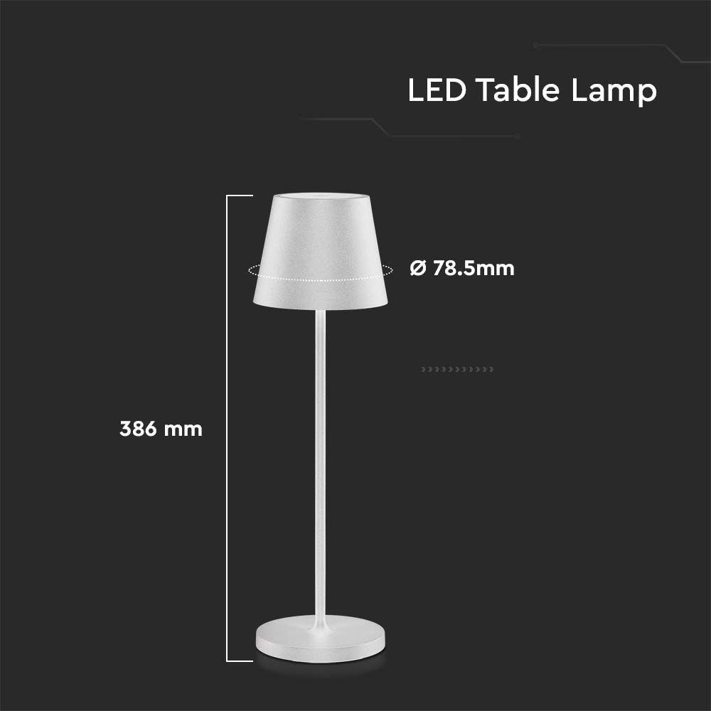 VT-7522 LED 2W TABLE LAMP 4400mA BATTERY 3000K IP54 WHITE BODY