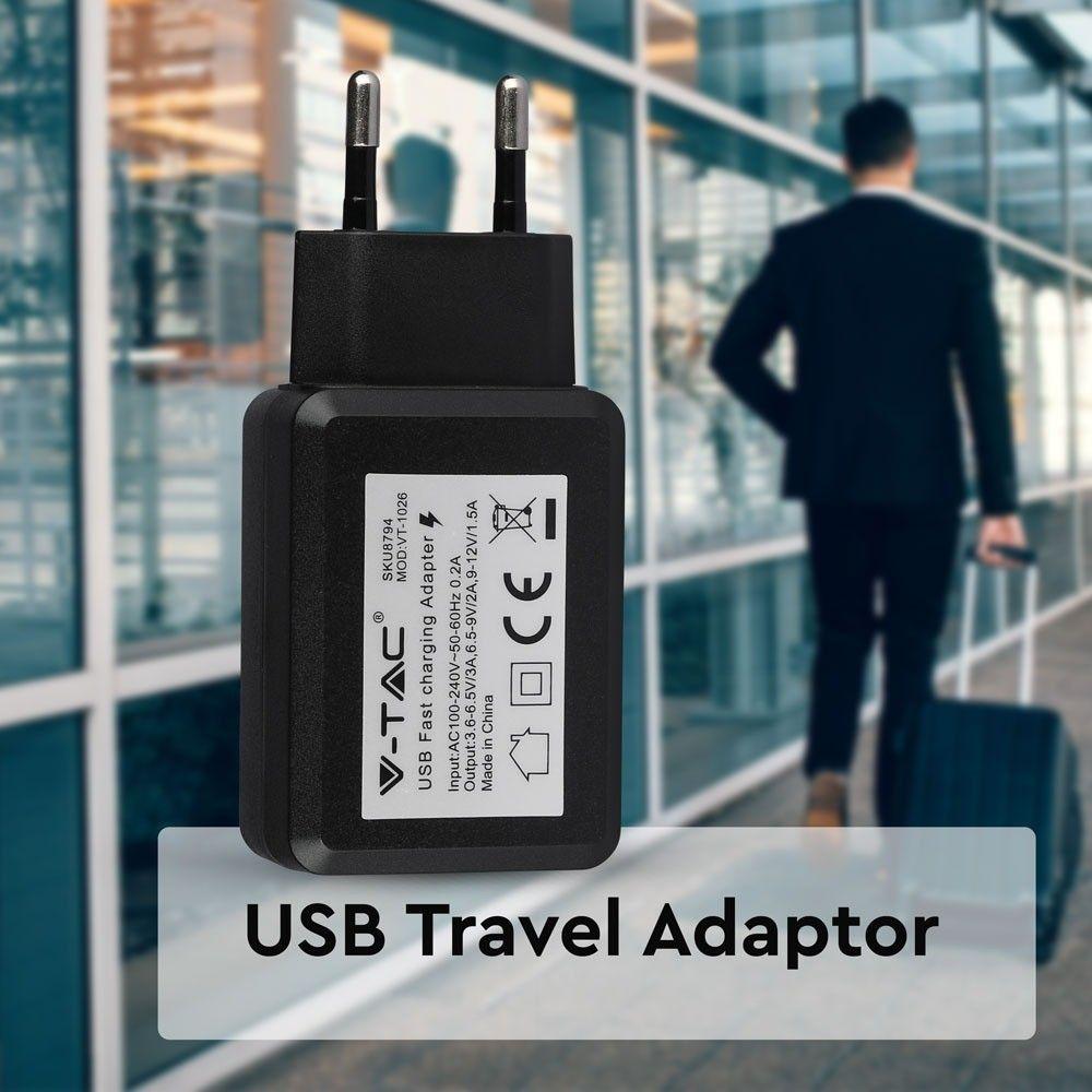 VT-1026 USB TRAVEL ADAPTOR WITH DOUBLE BLISTER PACKAGE-BLACK