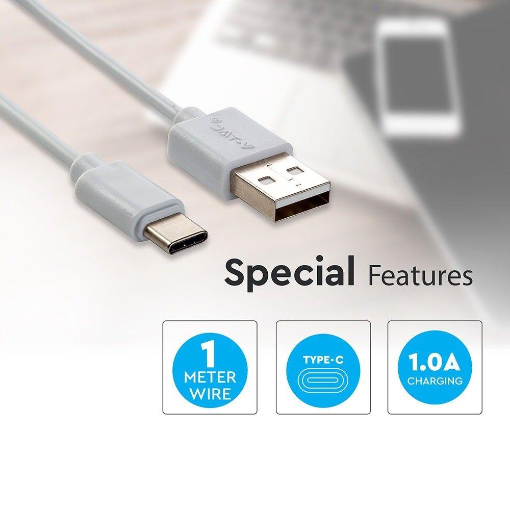 VT-5302 1M TYPE-C USB CABLE-WHITE(PEARL SERIES)