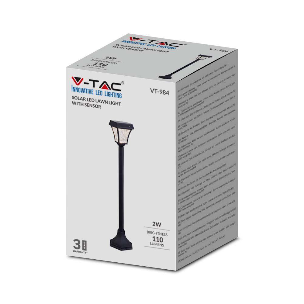 VT-984 LED SOLAR LAWN LAMP CCT 3IN1 MATT BLACK BODY