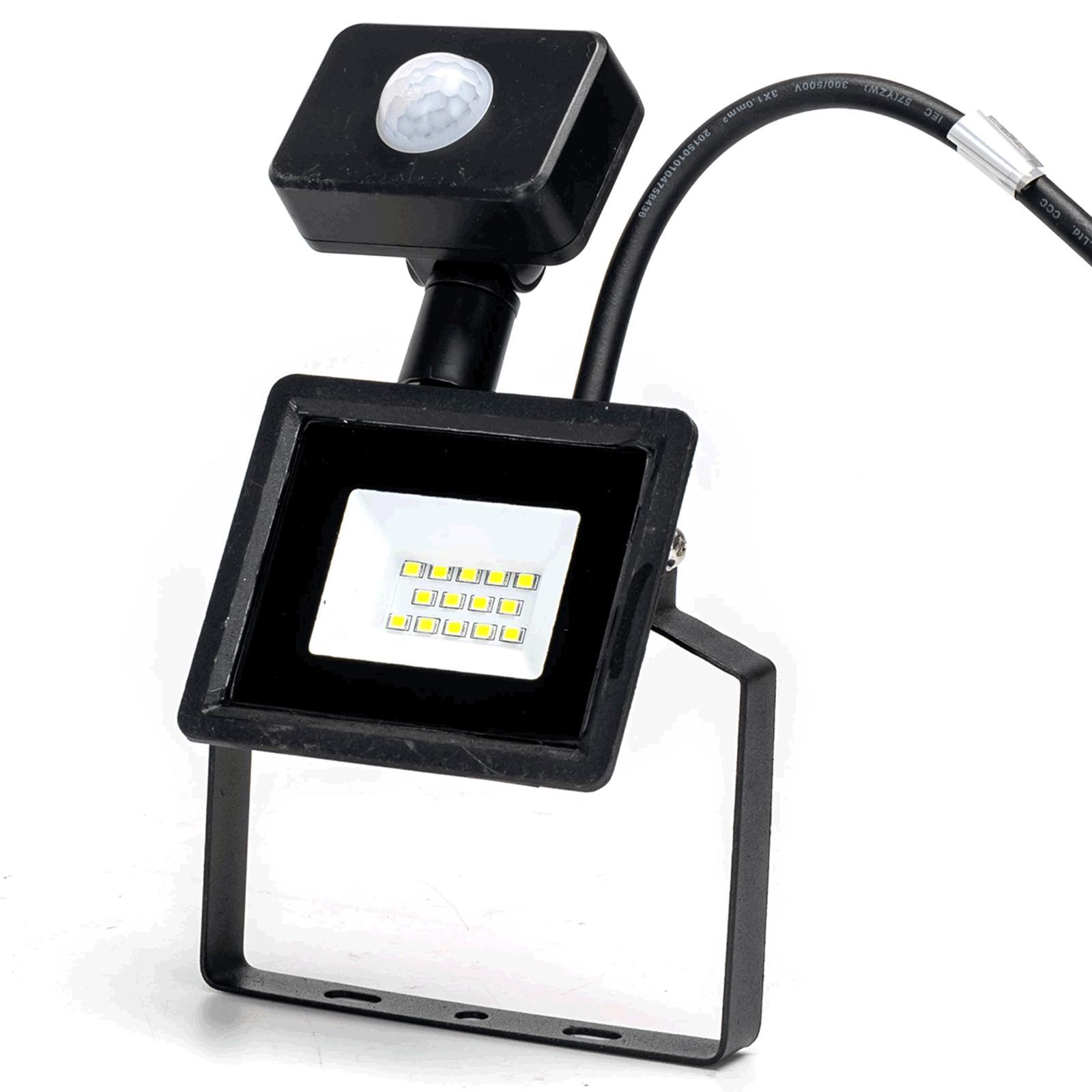 LED Motion Sensor Floodlight Black 10W (Die-casting)