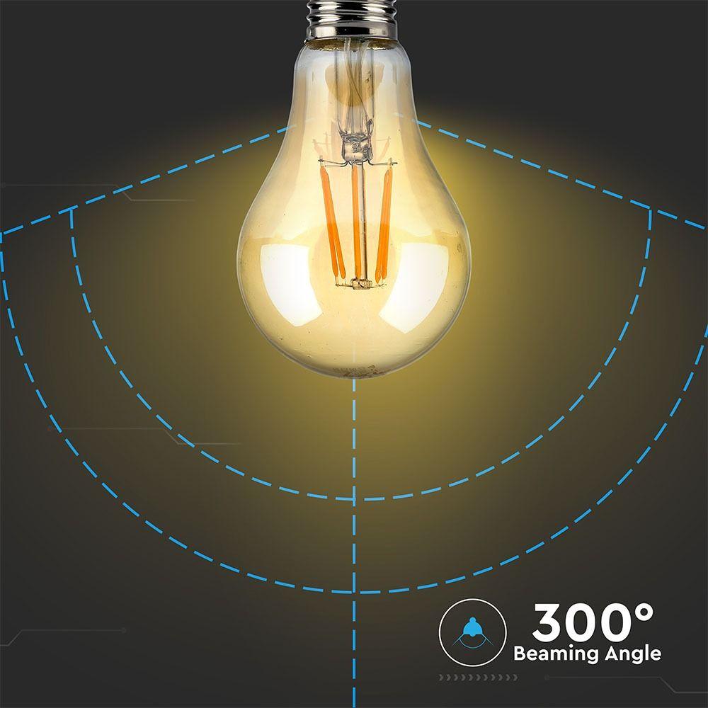 VT-1958 8W LED A67 AMBER GLASS FILAMENT BULB 2200K E27