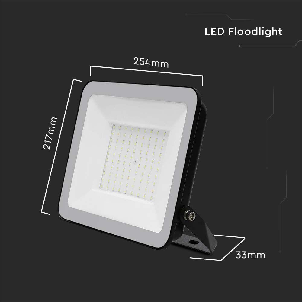 VT-44100 100W SMD FLOODLIGHT SAMSUNG CHIP 1M WIRE 6500K BLACK BODY GREY GLASS