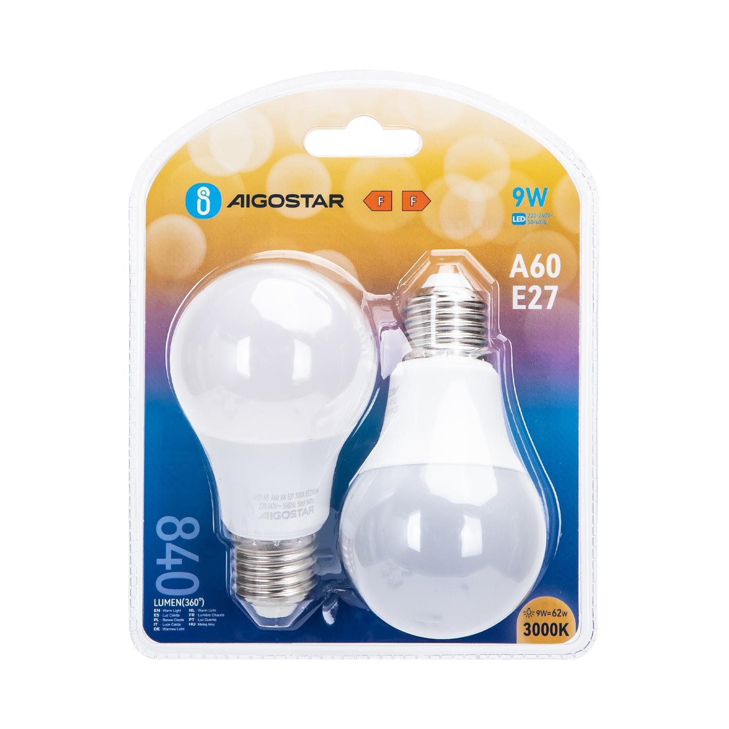 LED E27 9W A60 2pcs ( general bulb )