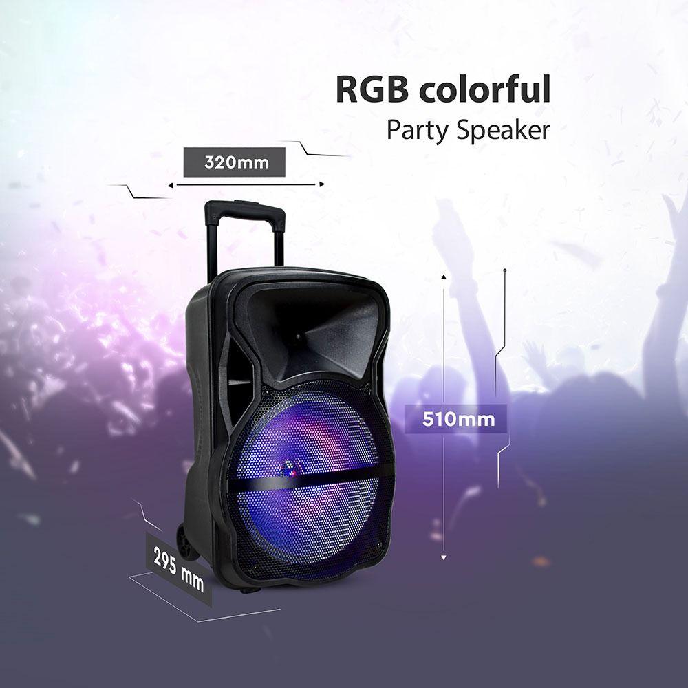 35W Przenośny głośnik karaoke bluetooth, gniazdo USB, slot na kartę micro SD/gniazdo AUX/Mikrofon/Podświetlenie LED (30 cm), VTAC, SKU 7737