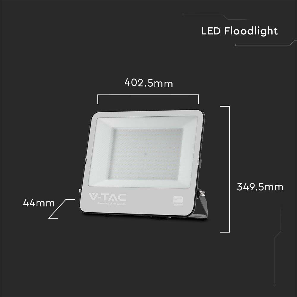 VT-44205 200W LED FLOODLIGHT 6500K BLACK BODY GREY GLASS 185LM/W