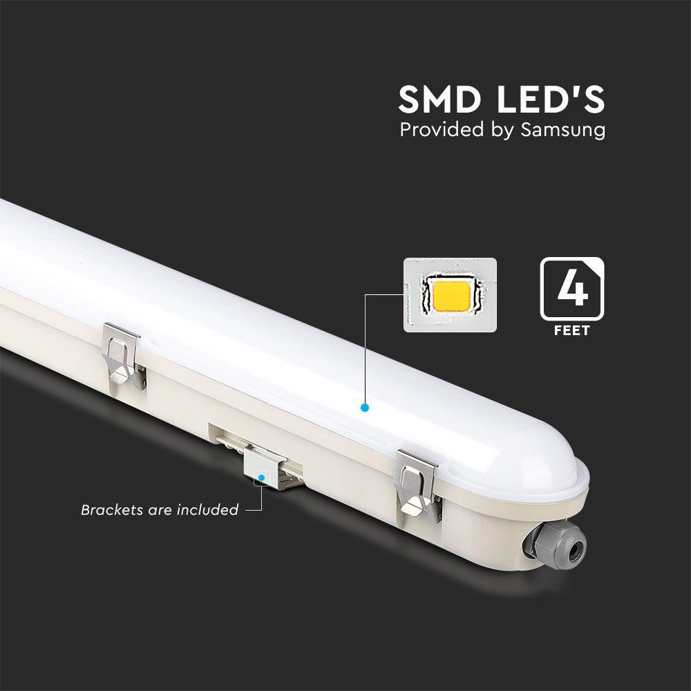 VT-120136E 36W LED WP LAMP FITTING 120CM-SAMSUNG CHIP & EM KIT MILKY COVER+SS CLIPS 4000K