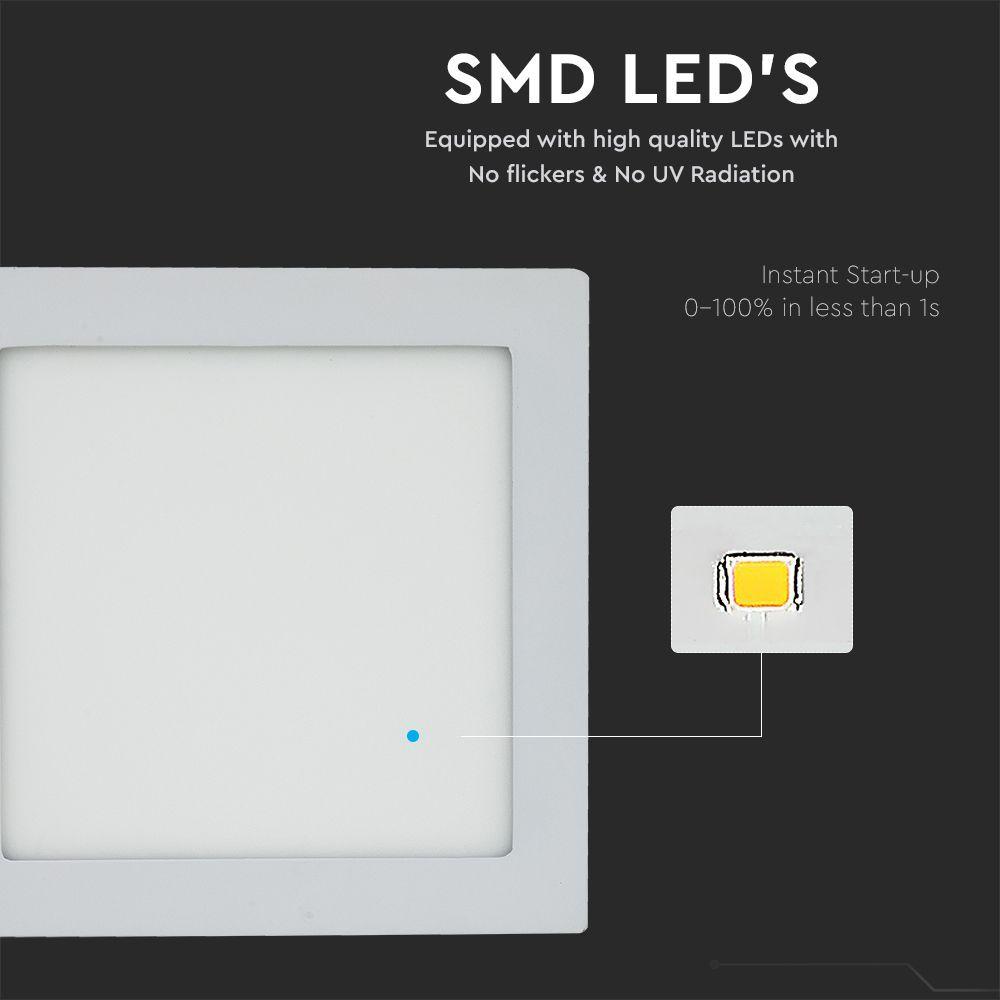 18W Panel LED, Barwa:3000K, Kwadratowa, VTAC, SKU 4869