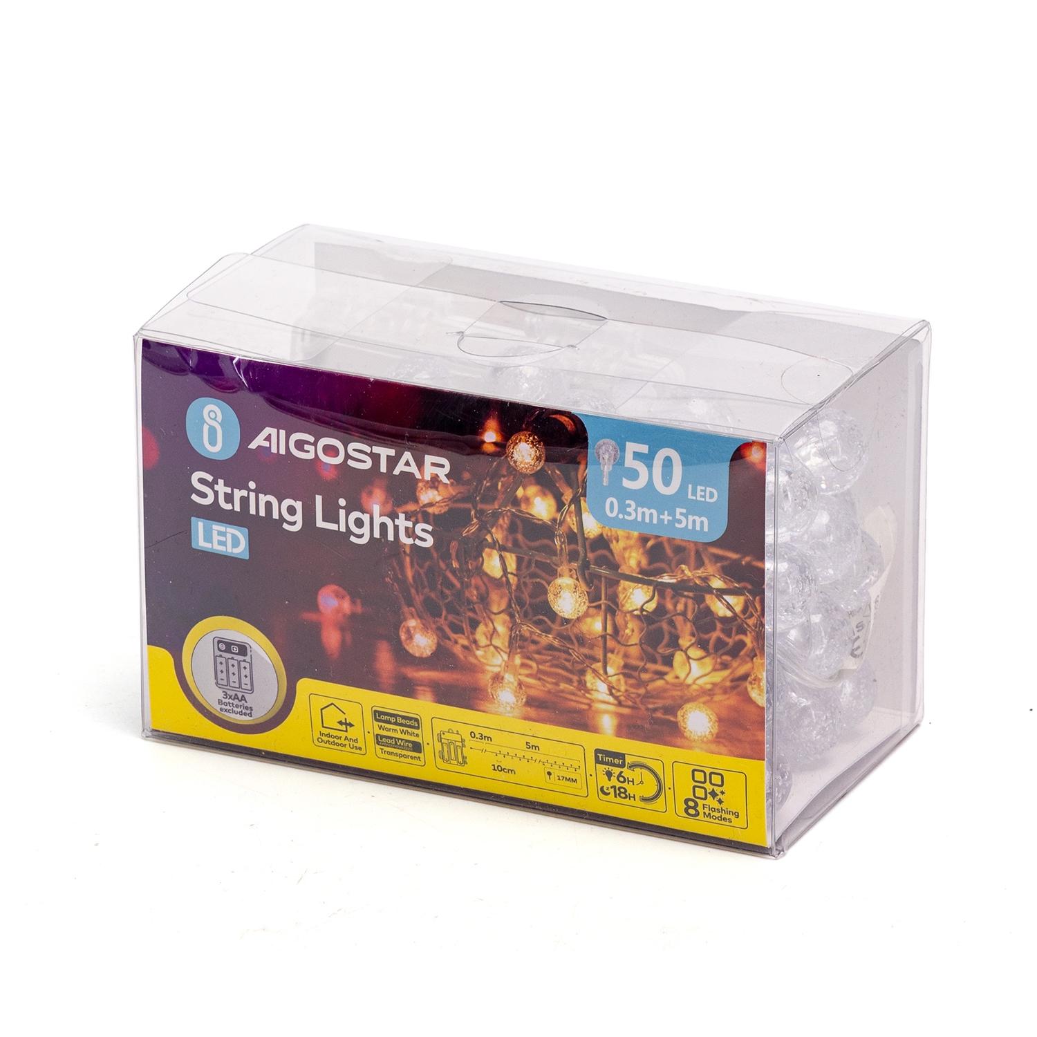 3AA battery flat string lights, RGBY, 5m