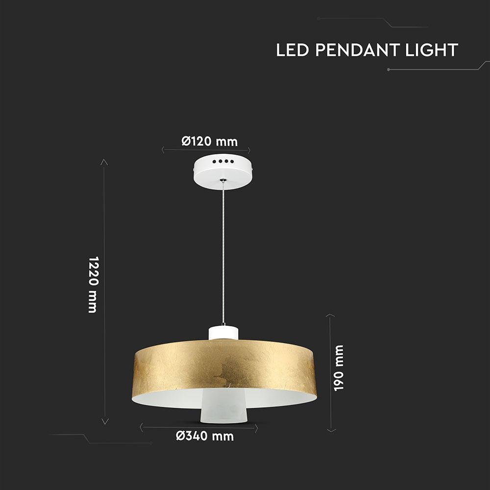 VT-7666 7W LED PENDANT LIGHT(ACRYLIC)-GOLD LAMPSHADE 4000K