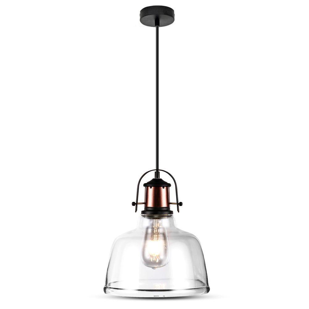 VT-7220 TRANSPARENT PENDANT LIGHT-BLACK CANOPY-E27