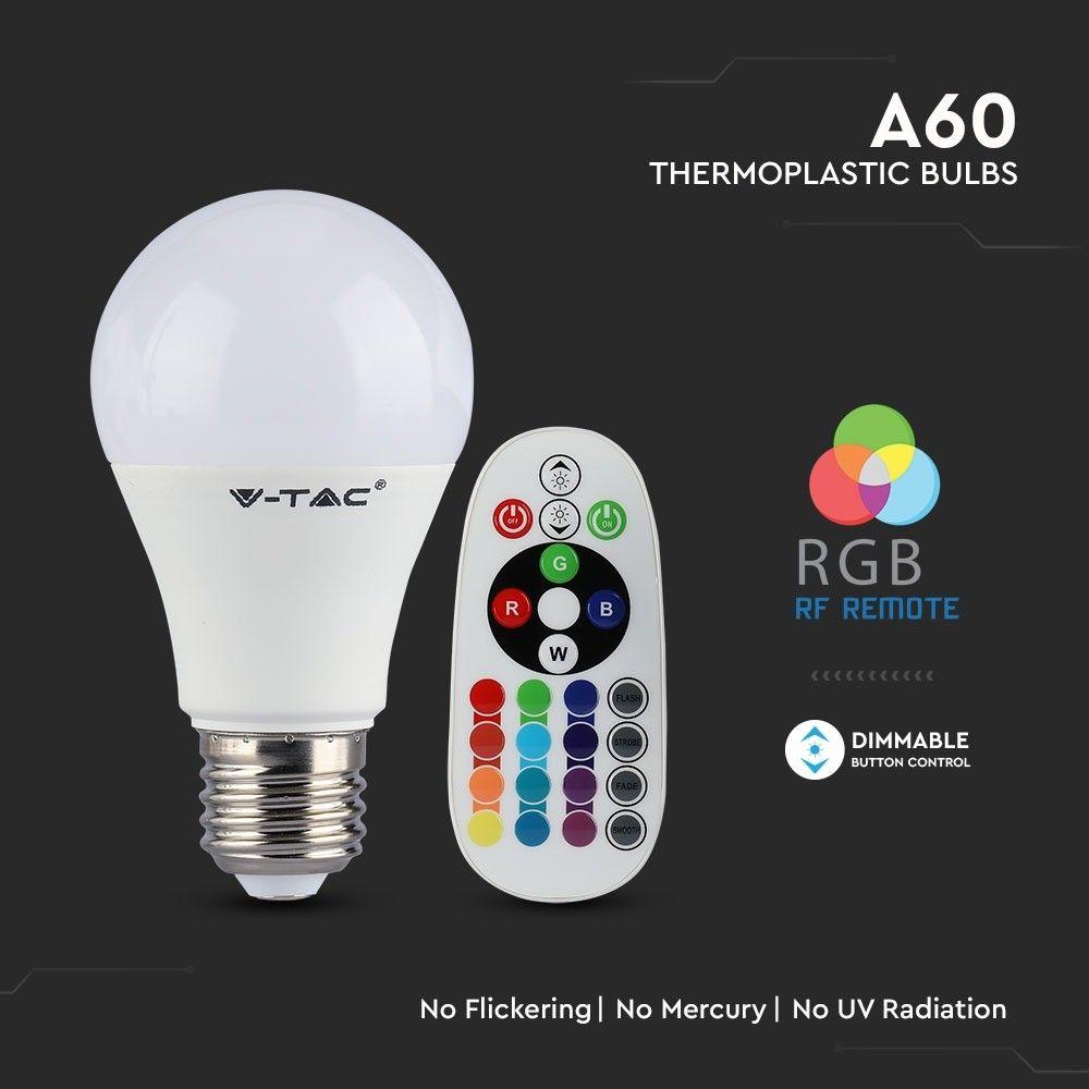 VT-2229 9W A60 LED BULB (RF CONTROL - DIMMABLE) RGB+6400K DIMMABLE E27