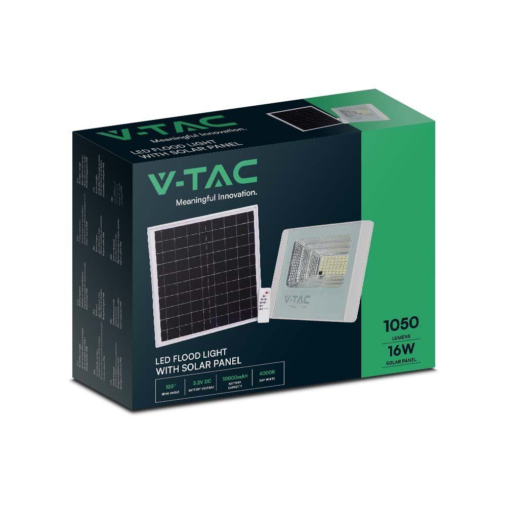 VT-40W 16W SOLAR PANEL WITH LED FLOODLIGHT 4000K WHITE BODY