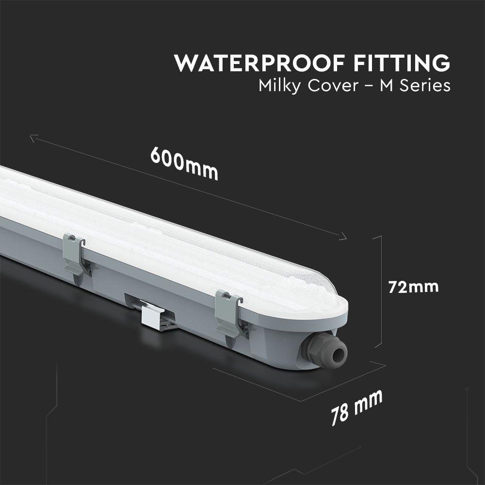 VT-60018 18W LED WATERPROOF FITTING 60CM SAMSUNG CHIP-MILKY COVER 4000K