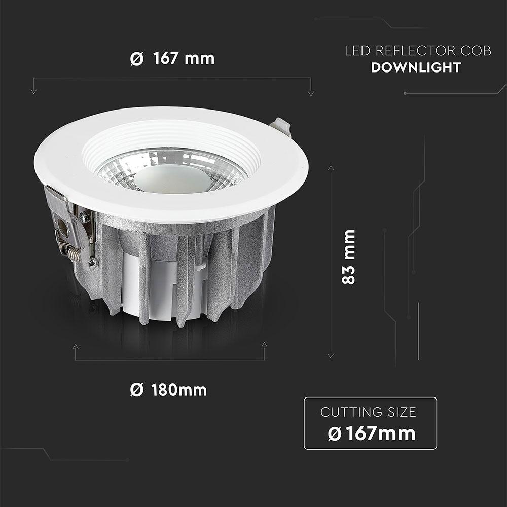 20W Oprawa wpuszczana reflektor LED, Barwa:4000K, HIGH LUMEN, VTAC, SKU 1274