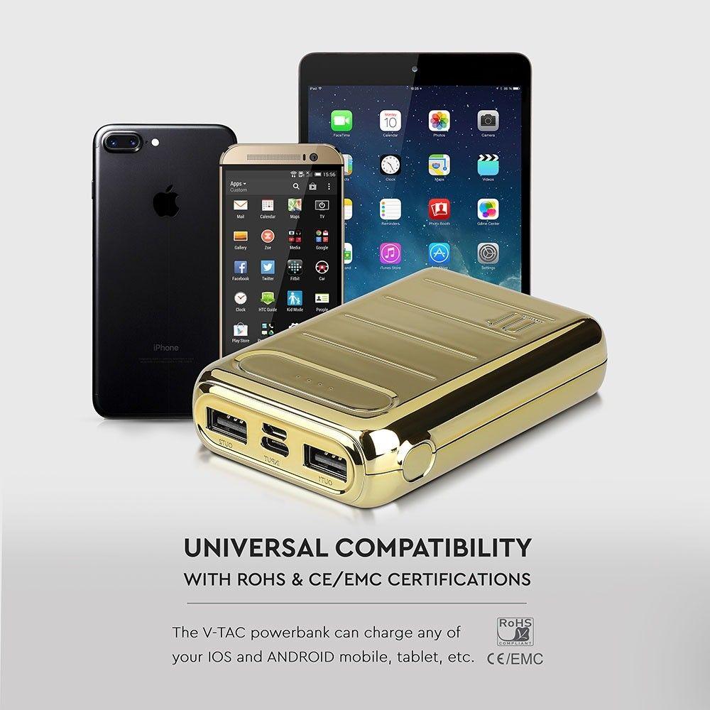 VT-3522 10000mah POWER BANK WITH DUAL USB+TYPEC-GOLD