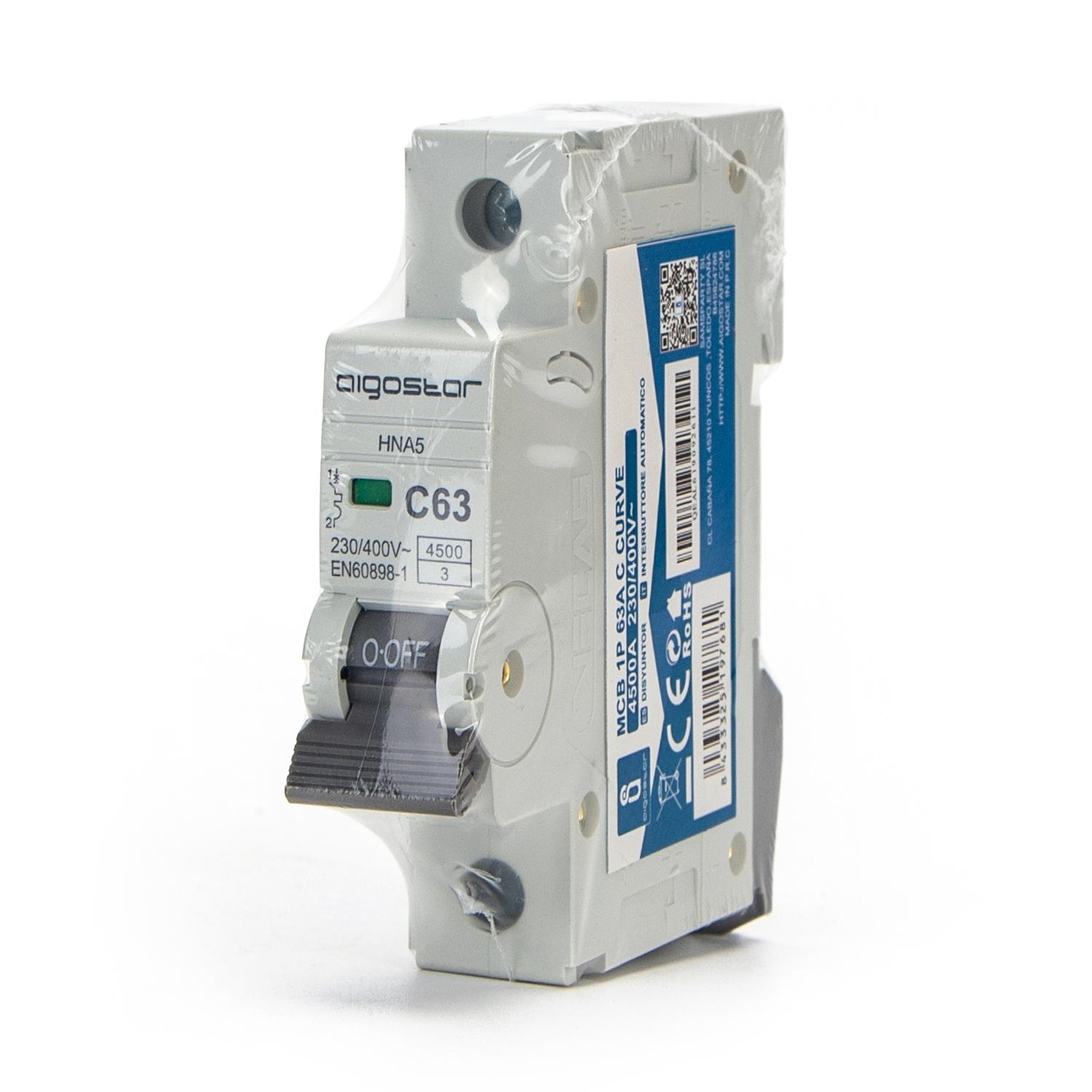 Miniature Circuit Breaker 1P 63A C CURVE Gray