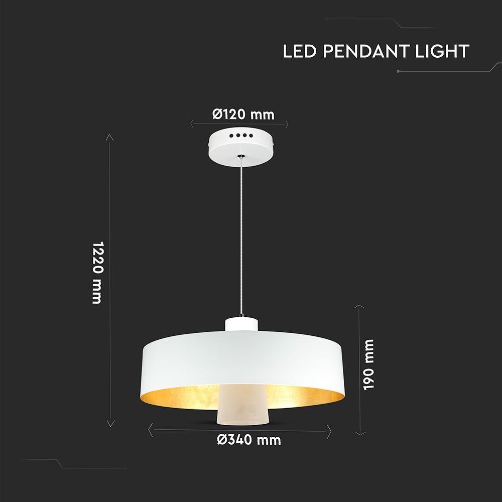 VT-7666 7W LED PENDANT LIGHT(ACRYLIC)-WHITE LAMPSHADE 3000K