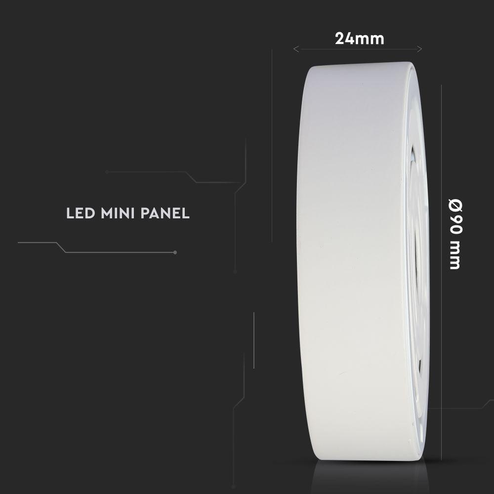 VT-605 6W LED SURFACE PANEL 6400K ROUND