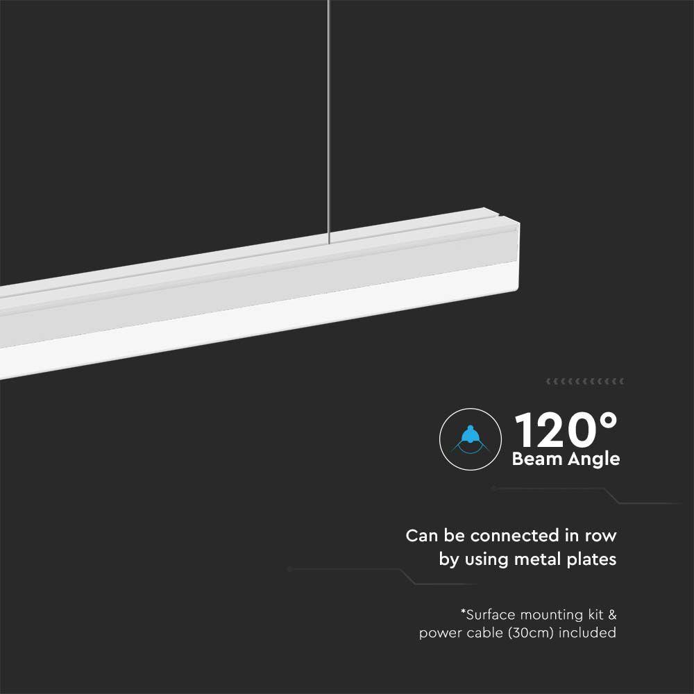 40W Oprawa Liniowa LED, Barwa: 6500K, Obudowa: Biała      , VTAC, SKU 23001