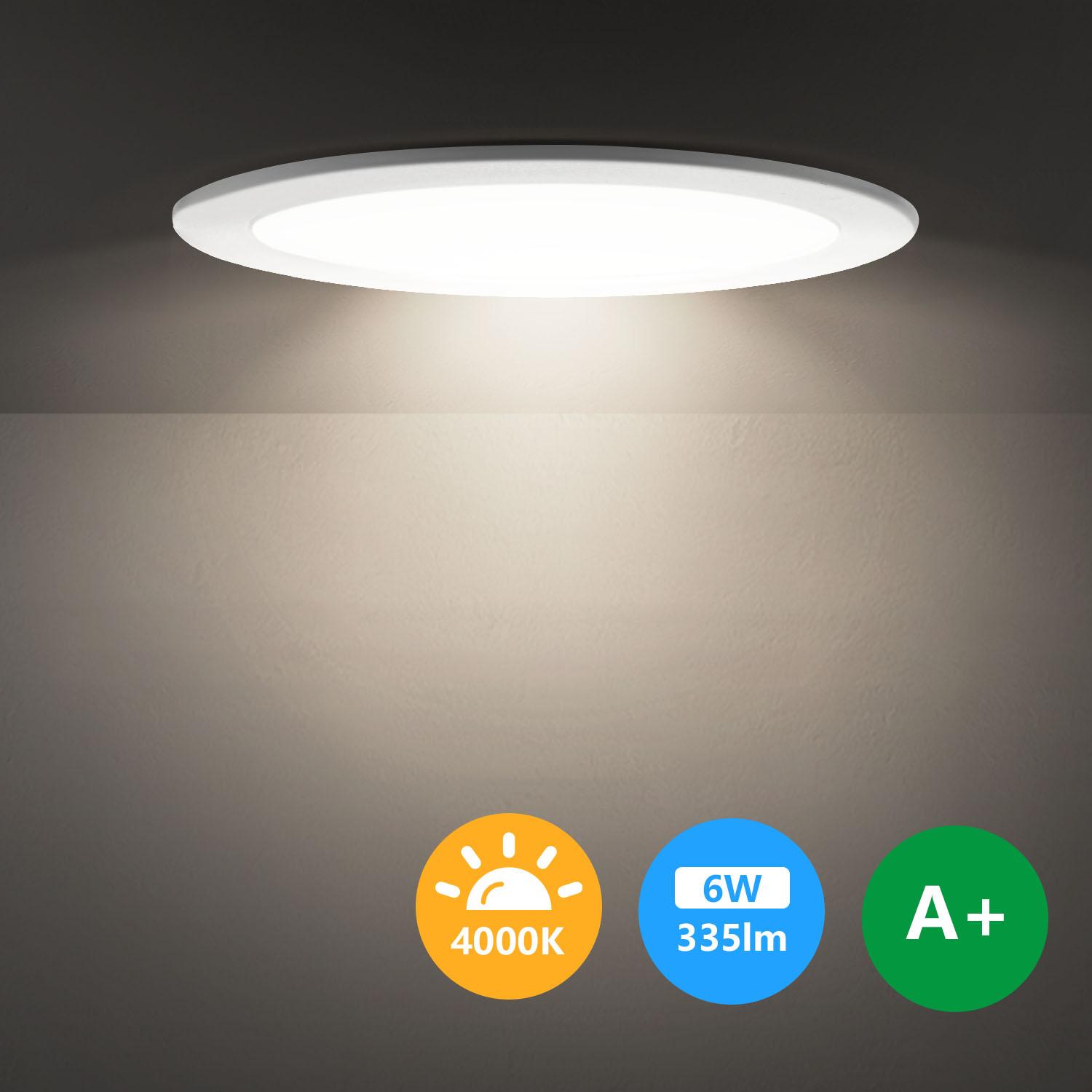 E6 LED Ultra-thin Flush-mounted Round Downlight 6W Natural Light