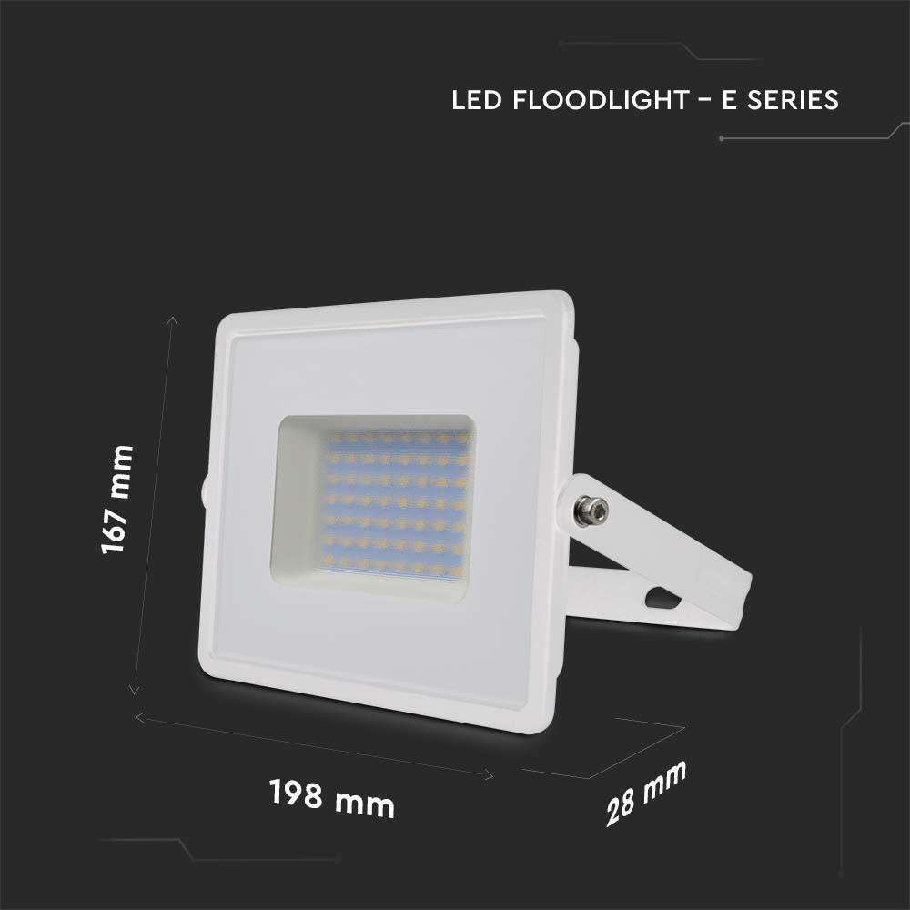 50W Naświetlacz LED SMD, Barwa:3000K, Obudowa: Biała, VTAC, SKU 215961